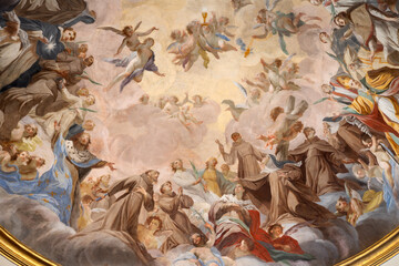 FLORENCE, ITALY - MARCH 17, 2025: The fresco Glory of Eucharist in the church chiesa di San Salvatore in Ognissanti by Ranieri del Pace (1791 - 1721).