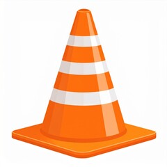 Orange And White Traffic Cone on White Background