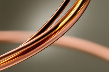 Abstract close-up of copper wires with warm light reflections