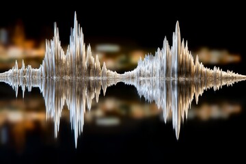 Abstract sharp metallic peaks with reflective surface on black background