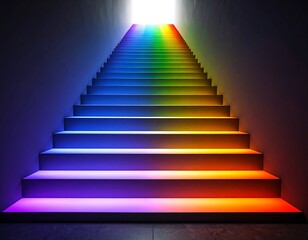 Rainbow steps leading to light
