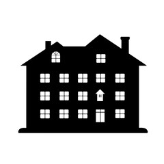 Fototapeta premium Silhouette of multi-unit property with lease icons, rental options concept