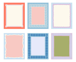 Vector set of hand drawn cut out style  frames and borders - abstract design elements for decoration or logo design templates, prints, placards with copy space for text