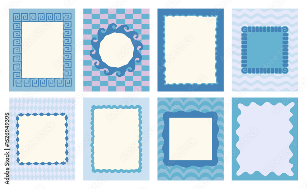 Poster Vector set of hand drawn cut out style  frames and borders - abstract design elements for decoration or logo design templates, prints, placards with copy space for text