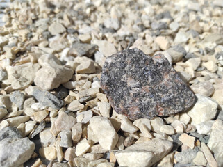 Geology. Granite mineral on a natural background. Mineralogy. Science. Scientific research