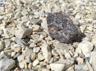 Geology. Granite mineral on a natural background. Mineralogy. Science. Scientific research