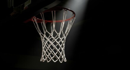 Dramatic Close-up of a Basketball Hoop and Net in Shadow