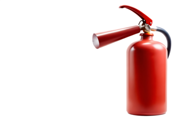 Red fire extinguisher blow smoke isolated on white background.PNG