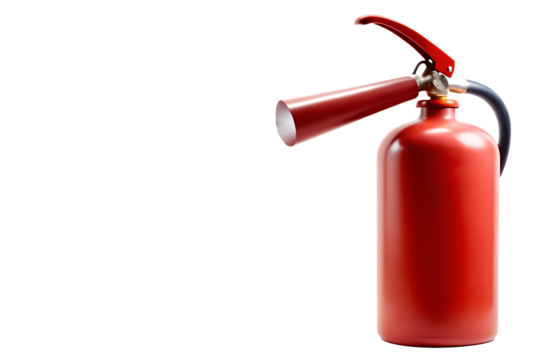 Red fire extinguisher blow smoke isolated on white background.PNG