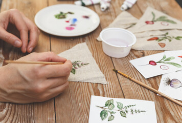 Artistic Batik Fabric Painting with Vegetable Motifs