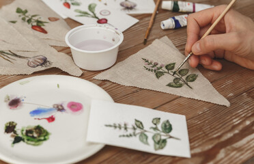 Artistic Batik Fabric Painting with Vegetable Motifs