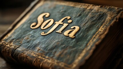 A beautifully detailed image of a vintage book cover with the name "Sofia".