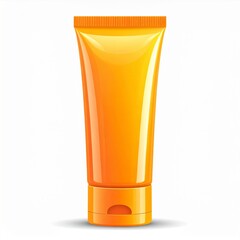 Orange Glossy Plastic Tube Packaging on White