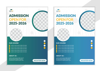 Creative style admission flyer template for school, college, university, coaching center vector design.Creative and modern online school kids education admission flyer poster template design vector.