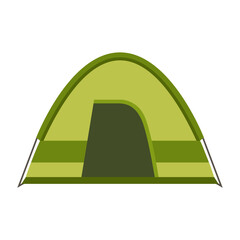 Green tourist camping tent icon isolated on white background.