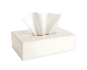 White tissue box with soft tissue sheet isolated on white background..PNG