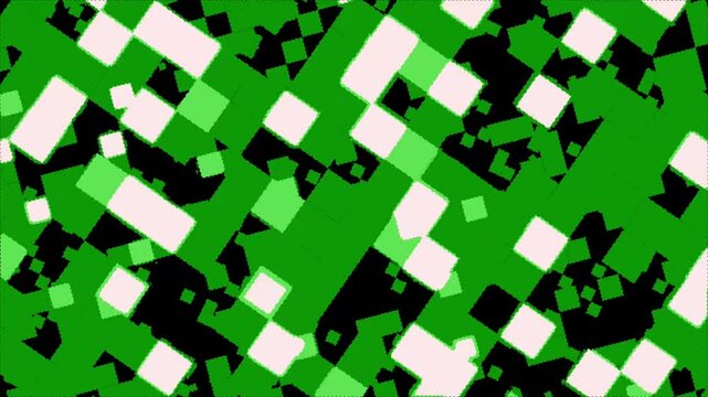 Glitchy pixel grid, Abstract green and white digital pattern animation