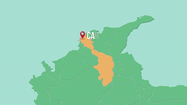 Mapa de Colombia con divisi&oacute;n pol&iacute;tica resaltando el estado Bol&iacute;var con su capital Cartagena.