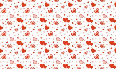 Seamless vector pattern with scattered hearts. Illustration for holiday texture, background for Valentine's Day card or wrapping paper.