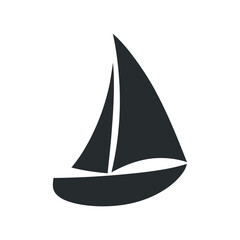 Simple Graphic Illustration of a Sailboat on a White Background in Dark Gray Color Minimalist Design Style