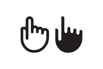 Obraz premium Black and white hand icons representing pointing gesture and selection.