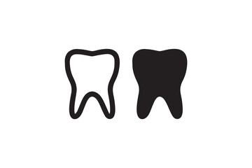 Simple outline and solid tooth icons on white background.