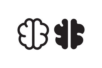 Monochrome brain icons: left and right hemisphere symbolism.