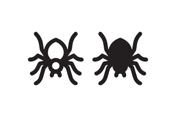 Silhouette illustrations of black spiders on white background.