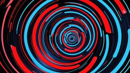Abstract, concentric circles in red and blue