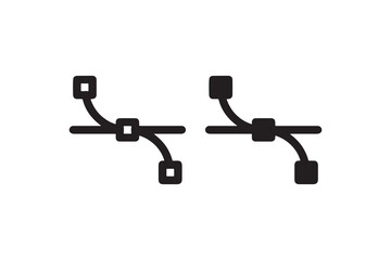 Vector graphics anchor point icon set on white background.