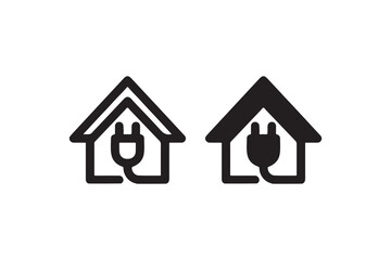 Minimalist home icons: black and white house symbol with lock elements.