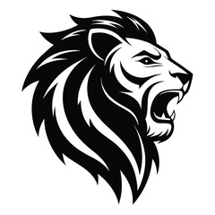 Black and white Lion head vector illustration with symmetrical design, for your logo template