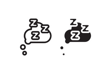 Sleeping cloud icon with zzzs in outline and solid variants.