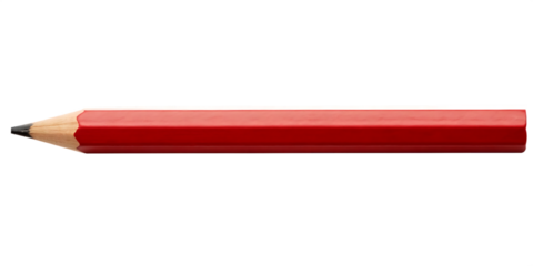 Red carpenter pencil with flat body isolated on white background..PNG