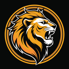Lion head Roar Mascot, lion logo design vector illustration