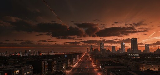 sunset over the city