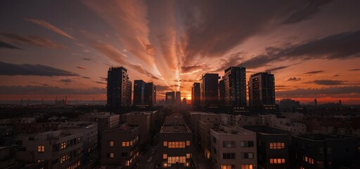 sunset in the city