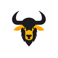 Buffalo vector 2D flat illustration, isolated on a white background.