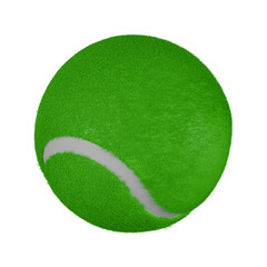 Green Tennis Ball with Realistic Fuzzy Texture on Transparent Background for Easy Compositing. Professional Sports Equipment Photography Perfect for Athletic Marketing and Recreation Design Projects