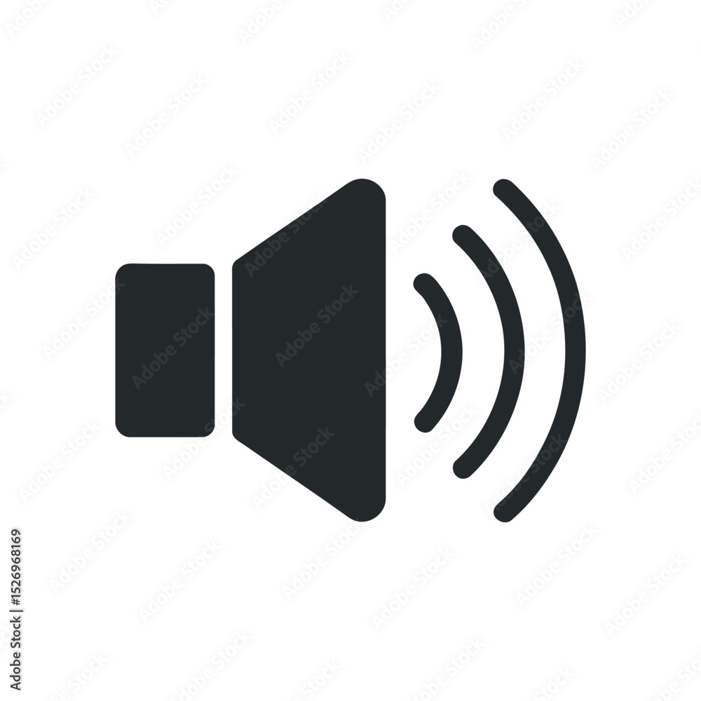 Poster sound icon vector illustration with soundwaves signifying volume and audio output for mobile apps an