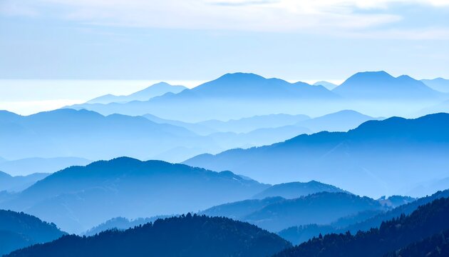 Misty mountain range panorama (2)