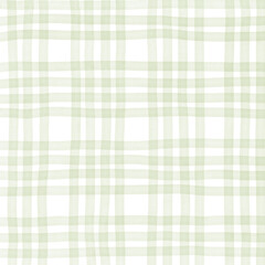 Sage Green Plaid Gingham Check Hand Drawn Background Pattern Overlay