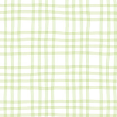 Sage Green Plaid Gingham Check Hand Drawn Background Pattern Overlay