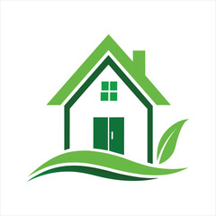 Real Estate Logo with Green Home Symbol