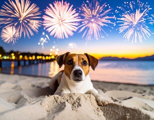 Adorable dog reacting to fireworks