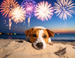 Adorable dog reacting to fireworks