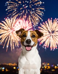Adorable dog reacting to fireworks