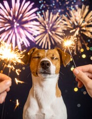 Adorable dog reacting to fireworks