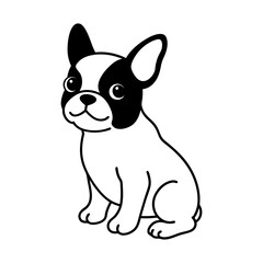 french bulldog black hand drawn cartoon silhouette vector