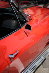 Vibrant Red Vintage Car – Quarter View